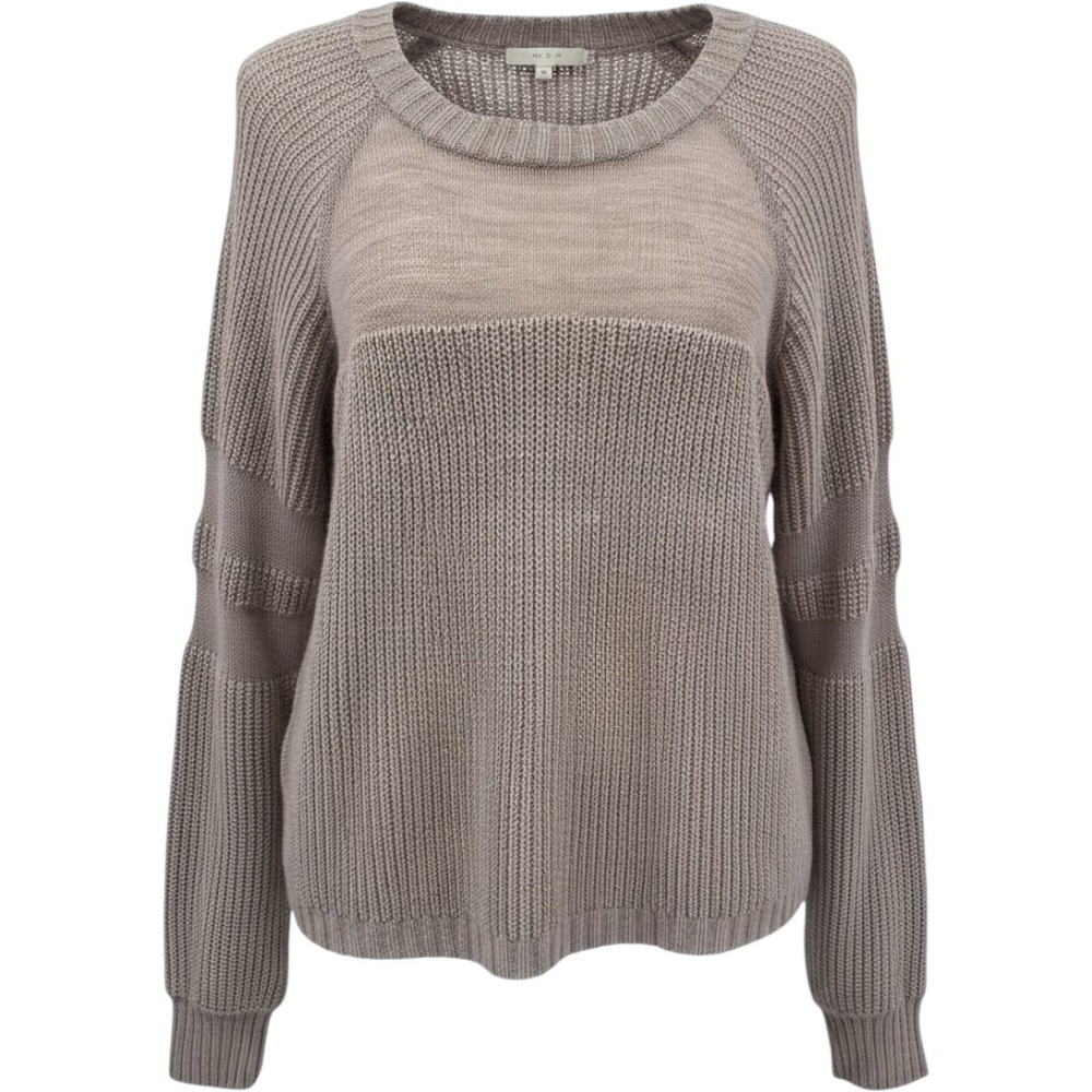 Jennifer Lopez Womens XL Taupe Mixed Knit Scoop Neck Raglan Sweater Cozy Warm